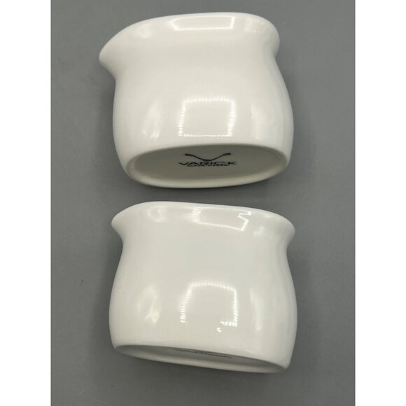 2 Varick Alpha Ceram Creamers Pourers White Porcelain Primitive Cottage Elegant - Picture 3 of 7